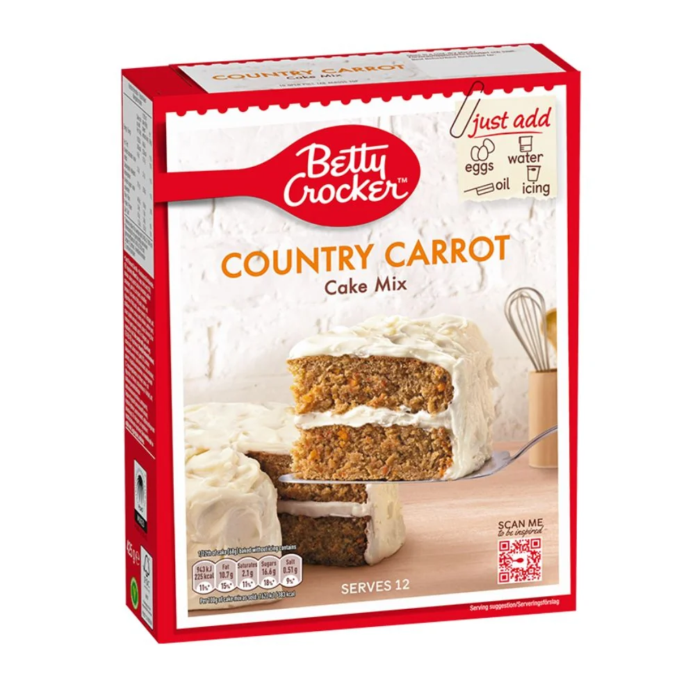 Betty Crocker Country Carrot Cake mix, preparato per torta umida alla vaniglia da 425g