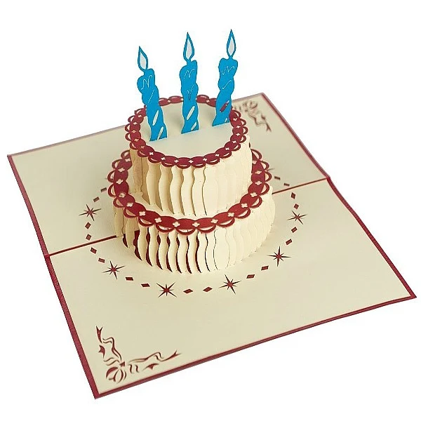 BIGLIETTO POP UP ORIGAMO TORTA CANDELINE
