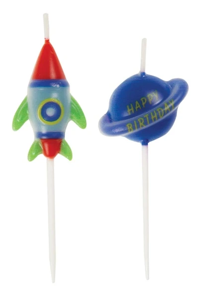 Candele per torta Rocket&Planet, confezione da 6