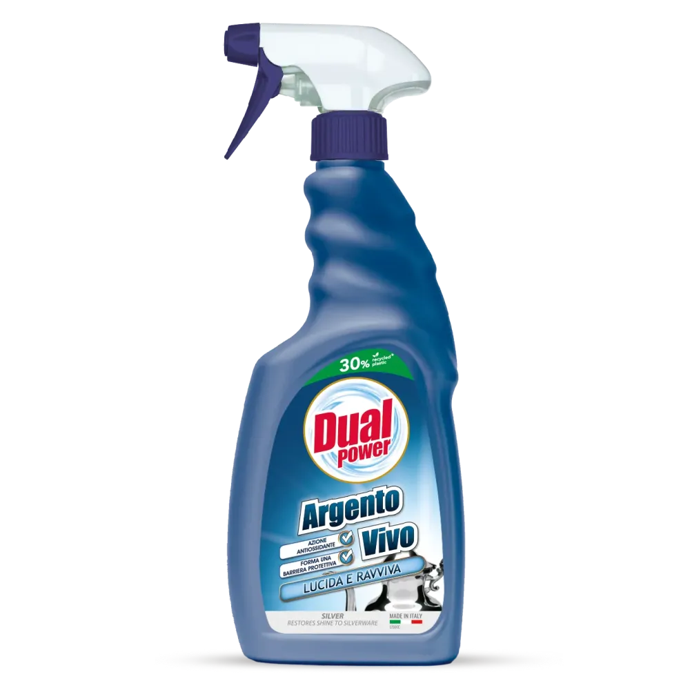 Dual Power Argento Vivo 500ml – Detergente Liquido Professionale Anti-Ossidante – Triplice Azione: Pulisce, Disossida e Ra...