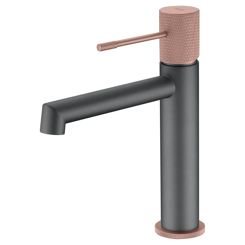 Imex – Linea rubinetto monocomando per lavabo grigio champagne