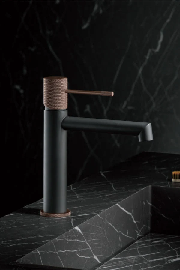 Imex – Linea rubinetto monocomando per lavabo grigio champagne