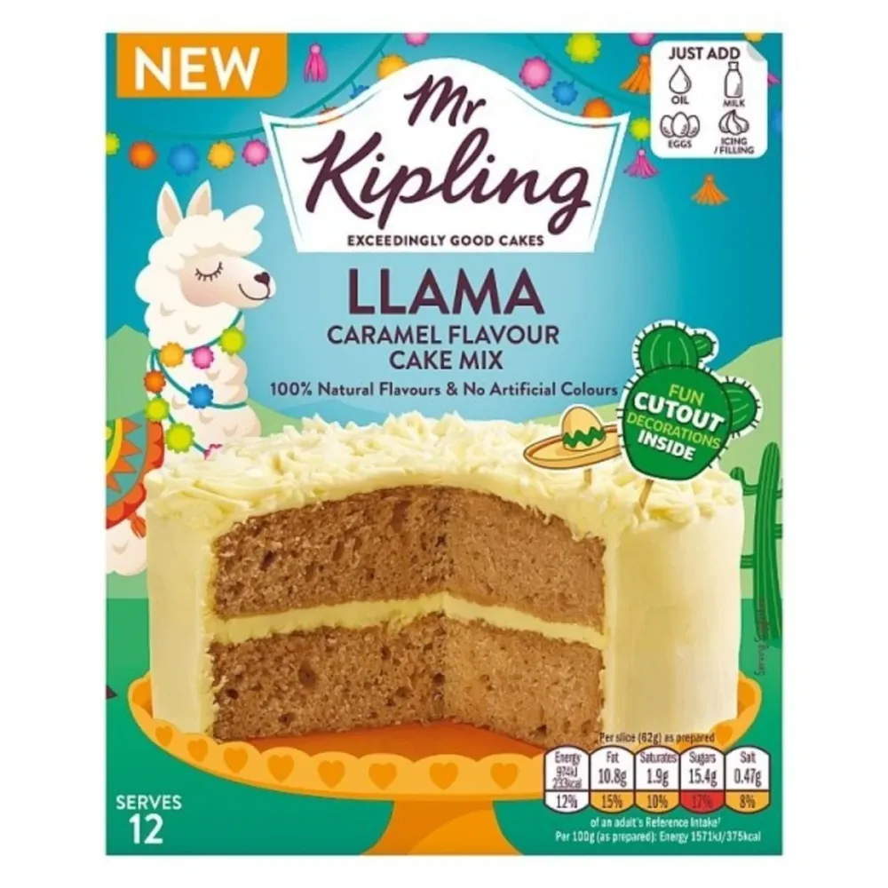 Mr Kipling Llama Caramel Flavour Cake Mix, preparato per torta al caramello da 400g