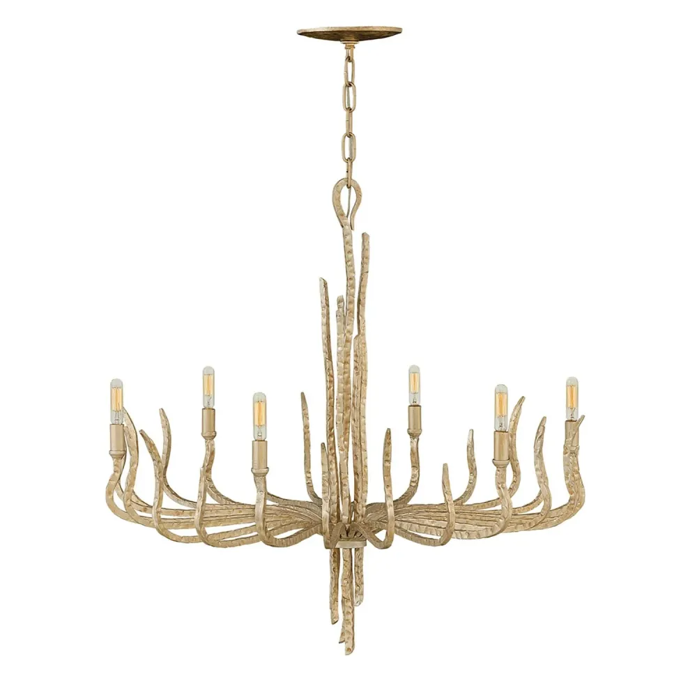 Lampadario Industrial Nordico Spyre Acciaio Oro Champagne 6 Luci E14