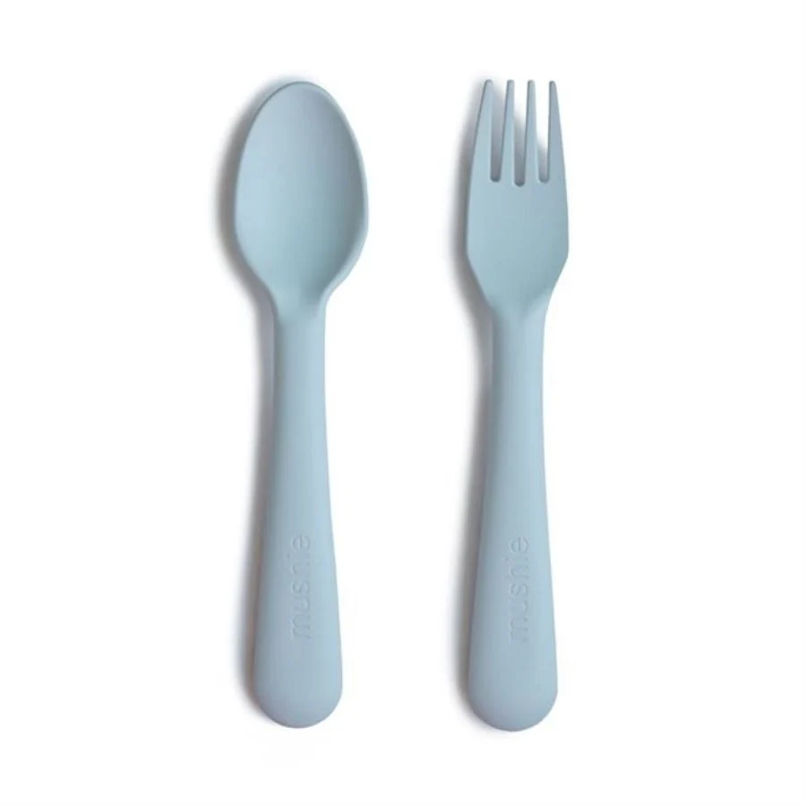 Mushie posate per bambini per imparare mangiare autonomia Blu polvere