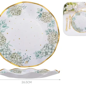 Piatti piani ortensie e oro 26,5cm 8pz