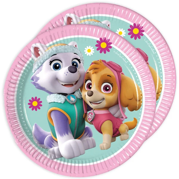 Piatto torta Paw Patrol, Skye & Everest, confezione da 8, 19,5 cm