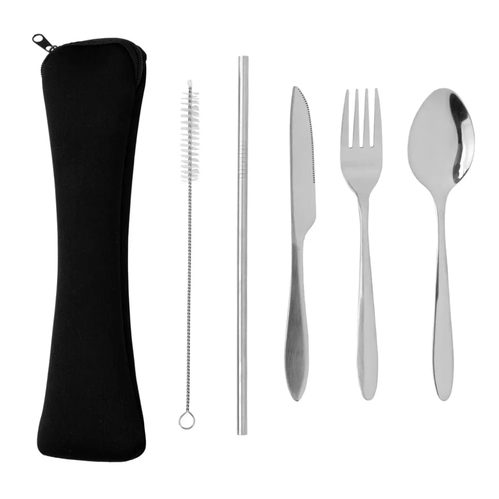 Set posate riutilizzabili 4 pezzi acciaio inossidabile