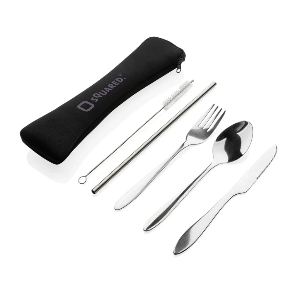 Set posate riutilizzabili 4 pezzi acciaio inossidabile