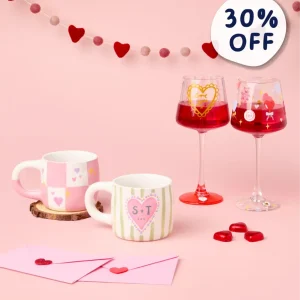 Set San Valentino Vino & Tazze Dipinte