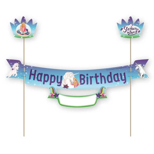 Striscione per torte con nome campo stellato coda, decorazione per torte
