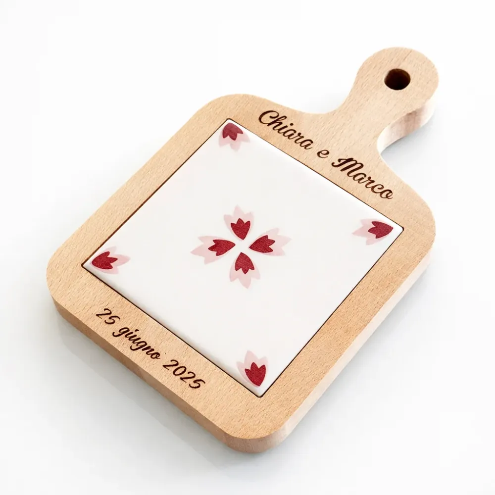TAGLIERE FAGGIO CON MAIOLICA PUGLIESE