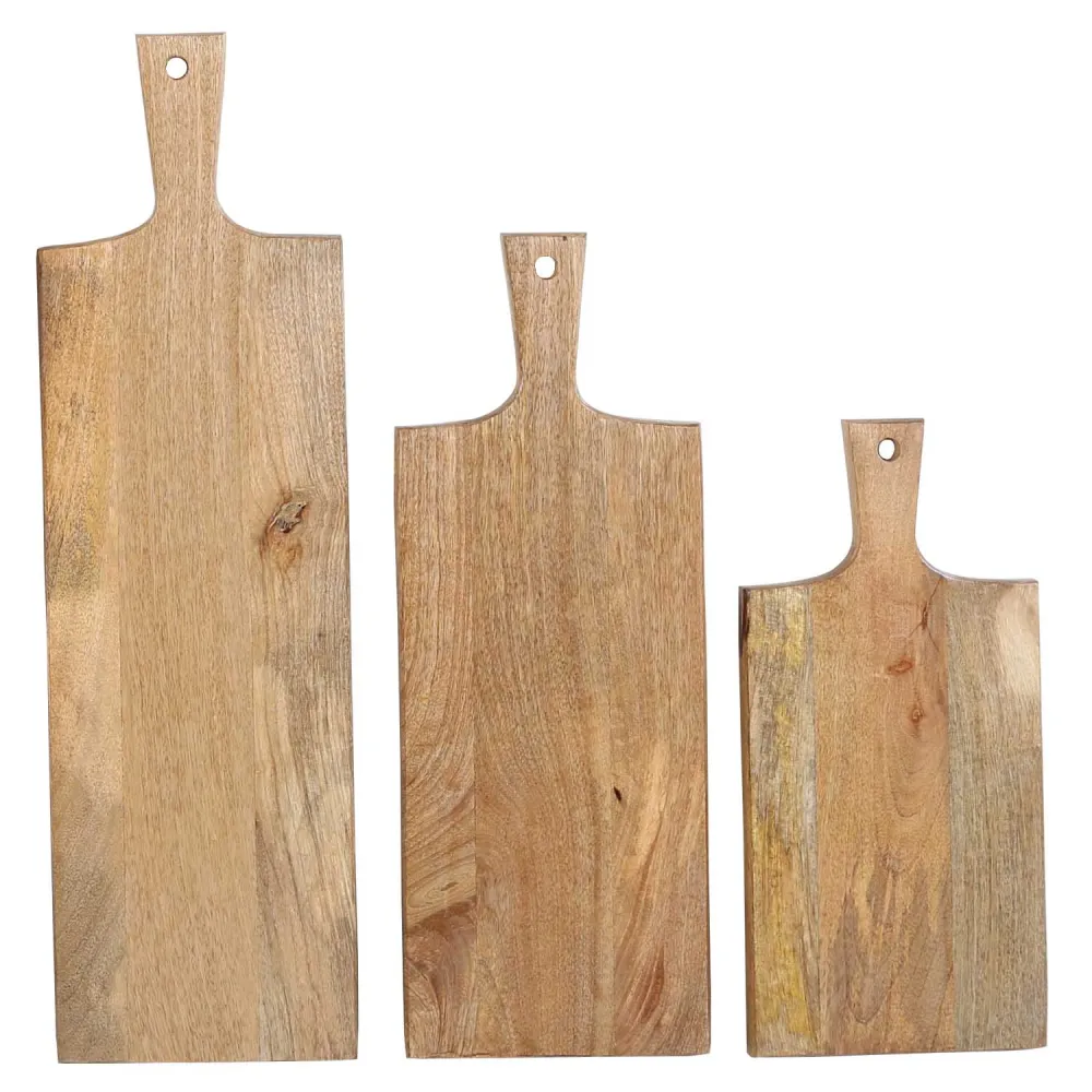 Tagliere legno con manico, set da 3