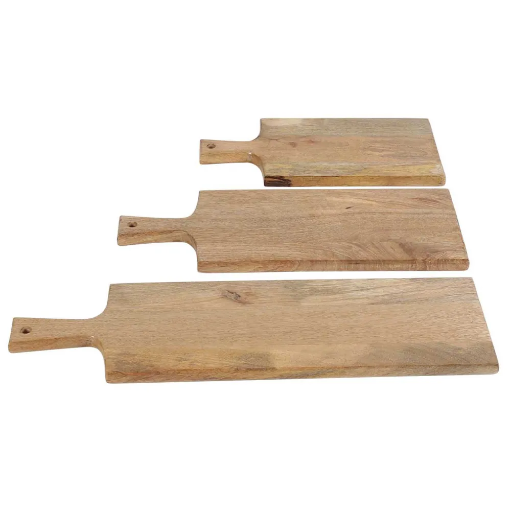 Tagliere legno con manico, set da 3