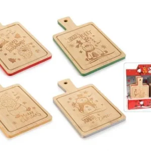 Tagliere legno intagliato con decori natalizi