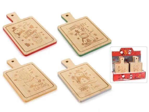 Tagliere legno intagliato con decori natalizi