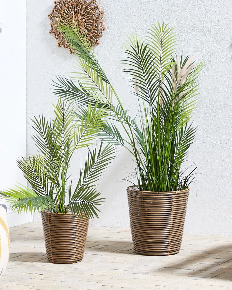 Antiaderente Premium Set 2 Plant Pots SARTI PE Rattan Brown