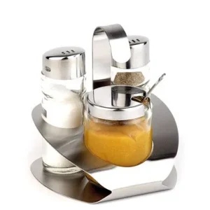 Oliera APS 3 pezzi -Pro- 10 x 10 cm altezza: 115 cm acciaio inossidabile opaco / vetro pepe - sale - senape spargipepe / s...