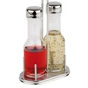 Oliera per aceto/olio APS 145 x 85 cm altezza: 23 cm acciaio inossidabile 18/8 ovale contenitore vetro per aceto/olio 200...