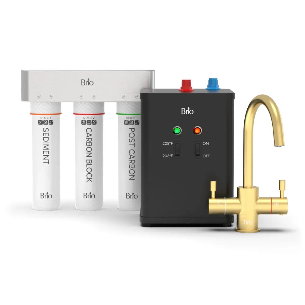 Professionale Brio 3-Stage Instant Hot Water Undersink Dispenser System - Spazzolato Gold