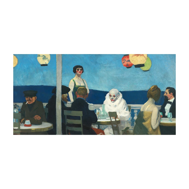 Stampa artistica da parete su tela blu con disegno di figura del ristorante, dimensioni multiple
