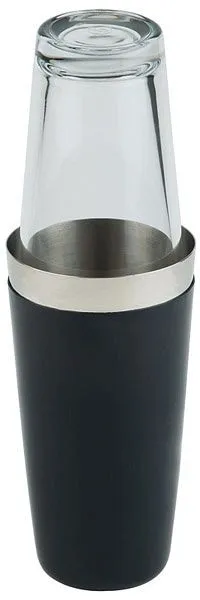 APS Boston Shaker set da 2 pezzi tazza acciaio inossidabile 700 ml gommata nera antiscivolo vetro 400 ml altezza circa 30...