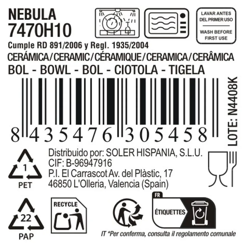 Ciotola La Mediterránea Nebula Grigio Ceramica 250 ml (24 Unità)