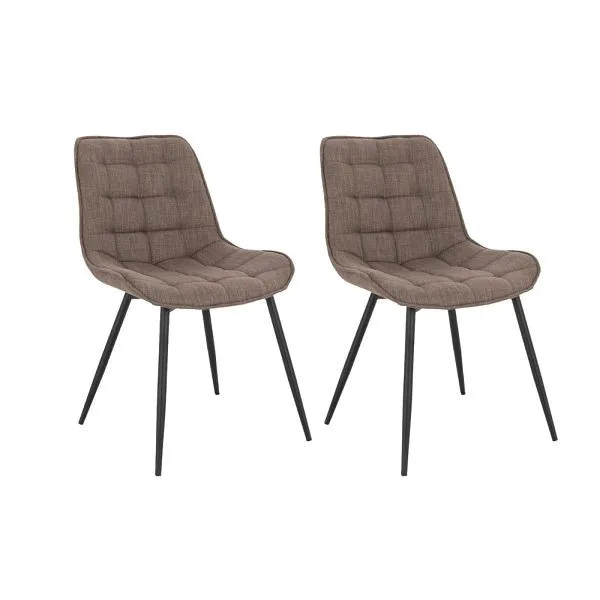HOME DELUXE Set di 2 sedie imbottite per sala da pranzo IKALO – tessuto grigio/marrone 49714