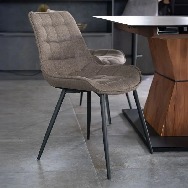 HOME DELUXE Set di 2 sedie imbottite per sala da pranzo IKALO – tessuto grigio/marrone 49714