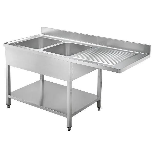 Lavello Vaiotec TOPLINE center 700 / 2 vasche sinistra piano di lavoro spessore 40 mm 180x70x85 cm 10520