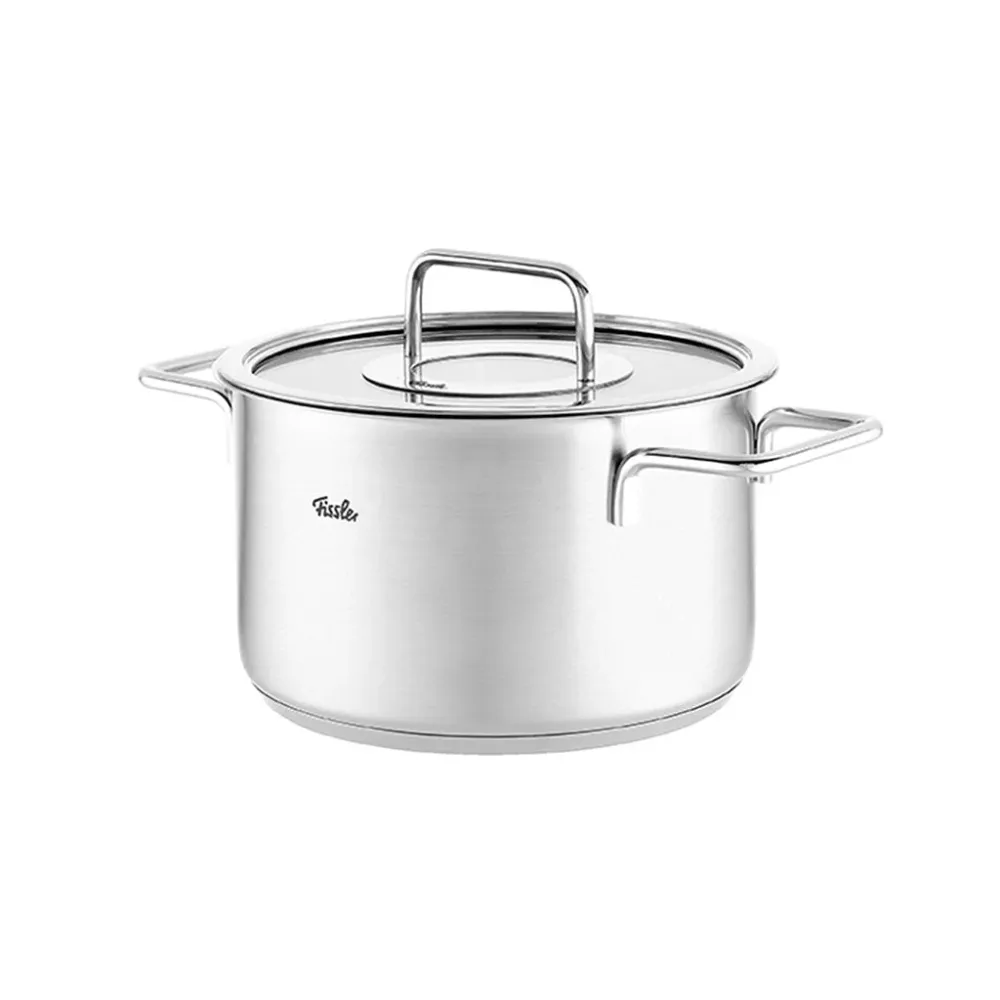 Pentola puro acciaio inossidabile Fissler con coperchio vetro