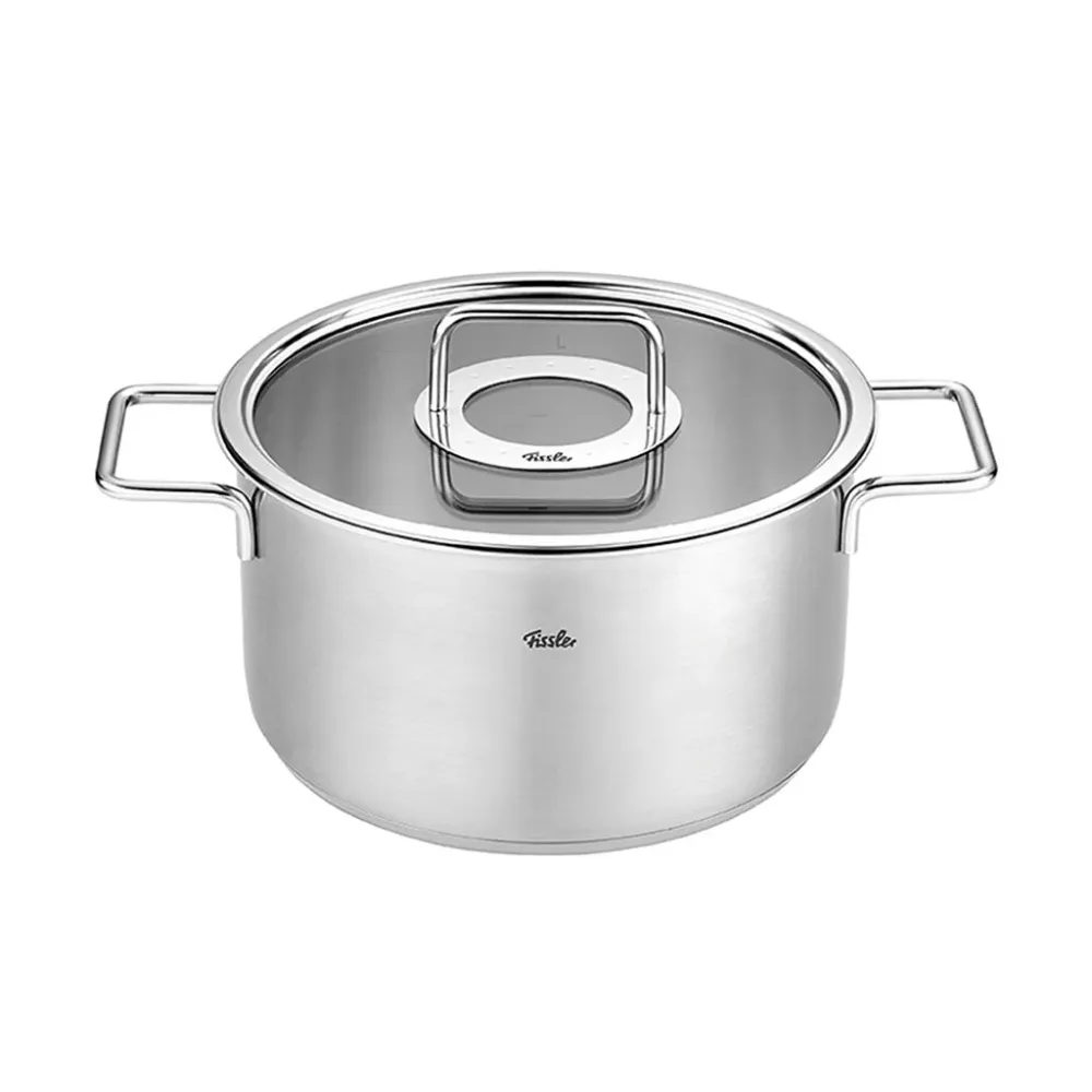 Pentola puro acciaio inossidabile Fissler con coperchio vetro