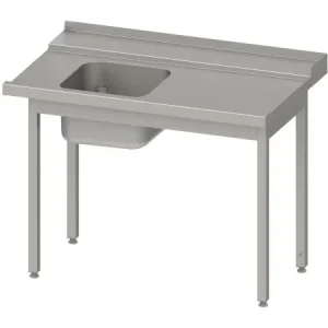 Tavolo di alimentazione Stalgast guida cesto con pendenza con 1 vasca 1100x750x880mm lato di montaggio destra alzatina sal...