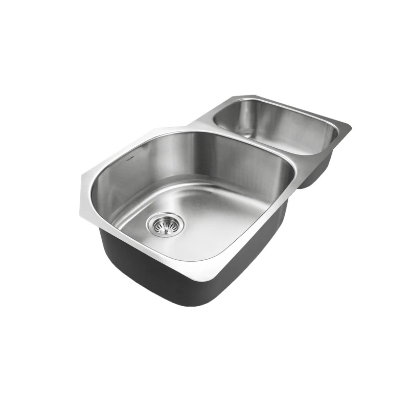 Houzer Eston Series 33" Acciaio inox Steel Undermount 70/30 Double Bowl Offset Kitchen Sink