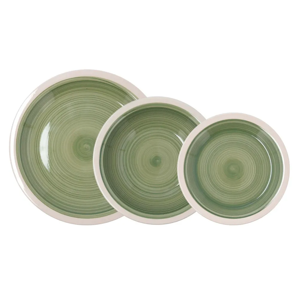 Servizio di Piatti Quid Calypso Verde Ceramica 18 Pezzi