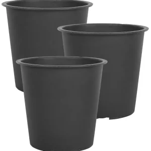 Set 3 Plant Pots BALZO Synthetic Material Nero puro