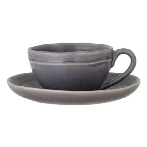 Tazza da cappuccino e piattino Raben grigio Bloomingville - 15cm