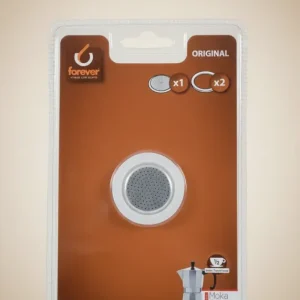 Forever - Ricambi Originali per Moka 1/2 Tazza | 2 Guarnizioni Silicone + 1 Piastrina Filtro