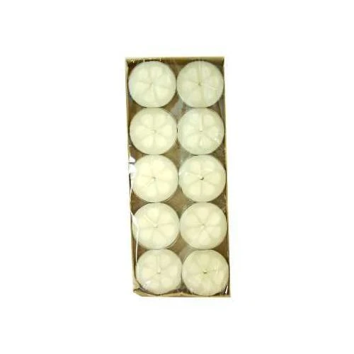 10 TEALIGHT BIANCHI CON DISEGNO FIORE