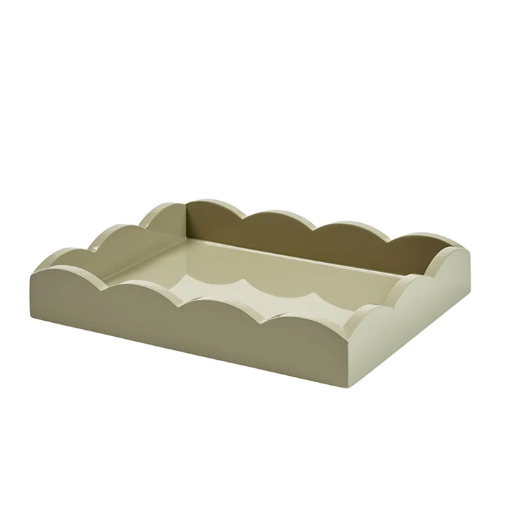 Vassoio piccolo smerlato laccato grigio chiffon