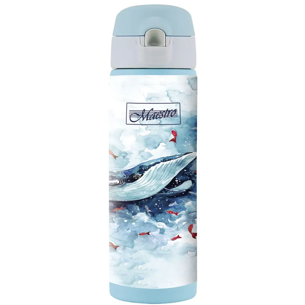 Thermos Mug Tazza di caffè Thermos Mug isolata bottiglia acciaio inossidabile per bevande calde o fredde 400ml (Whale)