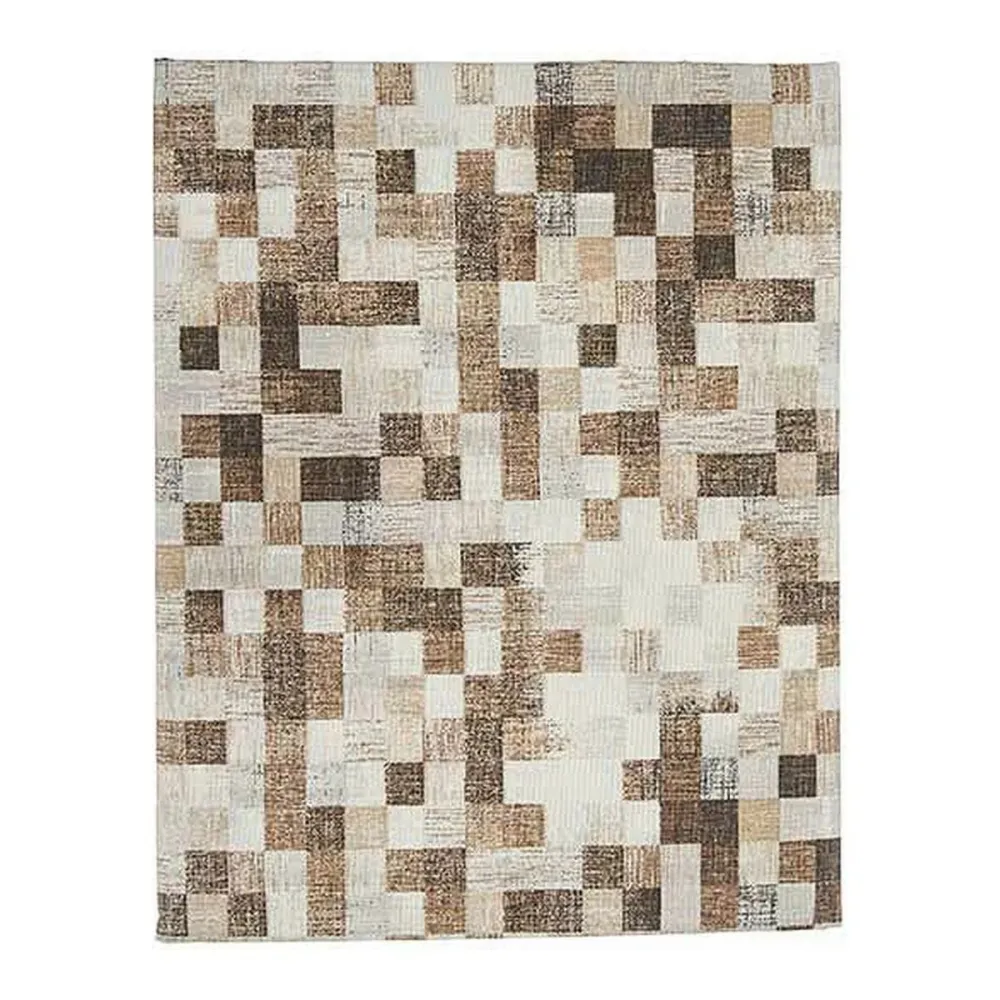 Tovaglia Quadrati Tela Nocciola (140 x 180 cm) Tinta Unita