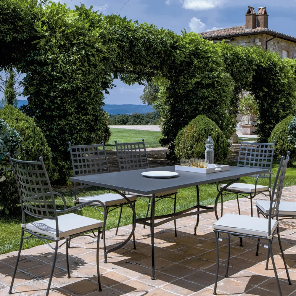 Grembiule da Cucina Tavolo rettangolare da pranzo metallo zincato "Tosca" per giardino cm 180x90 75h