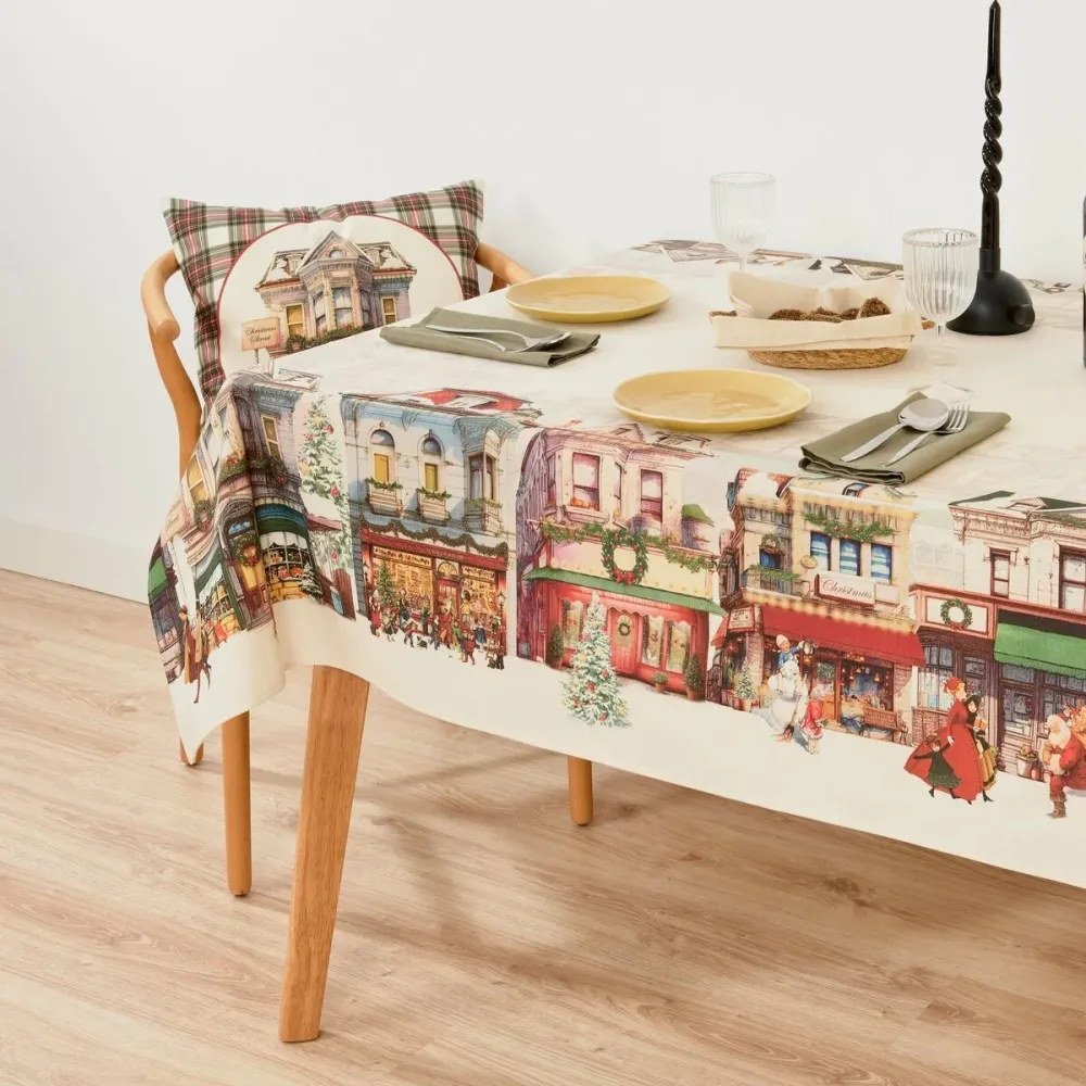 Tessuto Certificato OEKO-TEX Tovaglia antimacchia Belum Christmas City Multicolore 400 x 155 cm