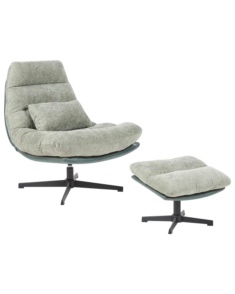 Tovaglia Rotonda Armchair TOVIK Footstool Fabric Light Green