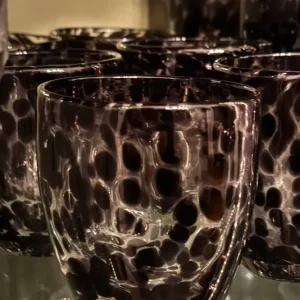 Bicchiere vetro dal design nero maculato