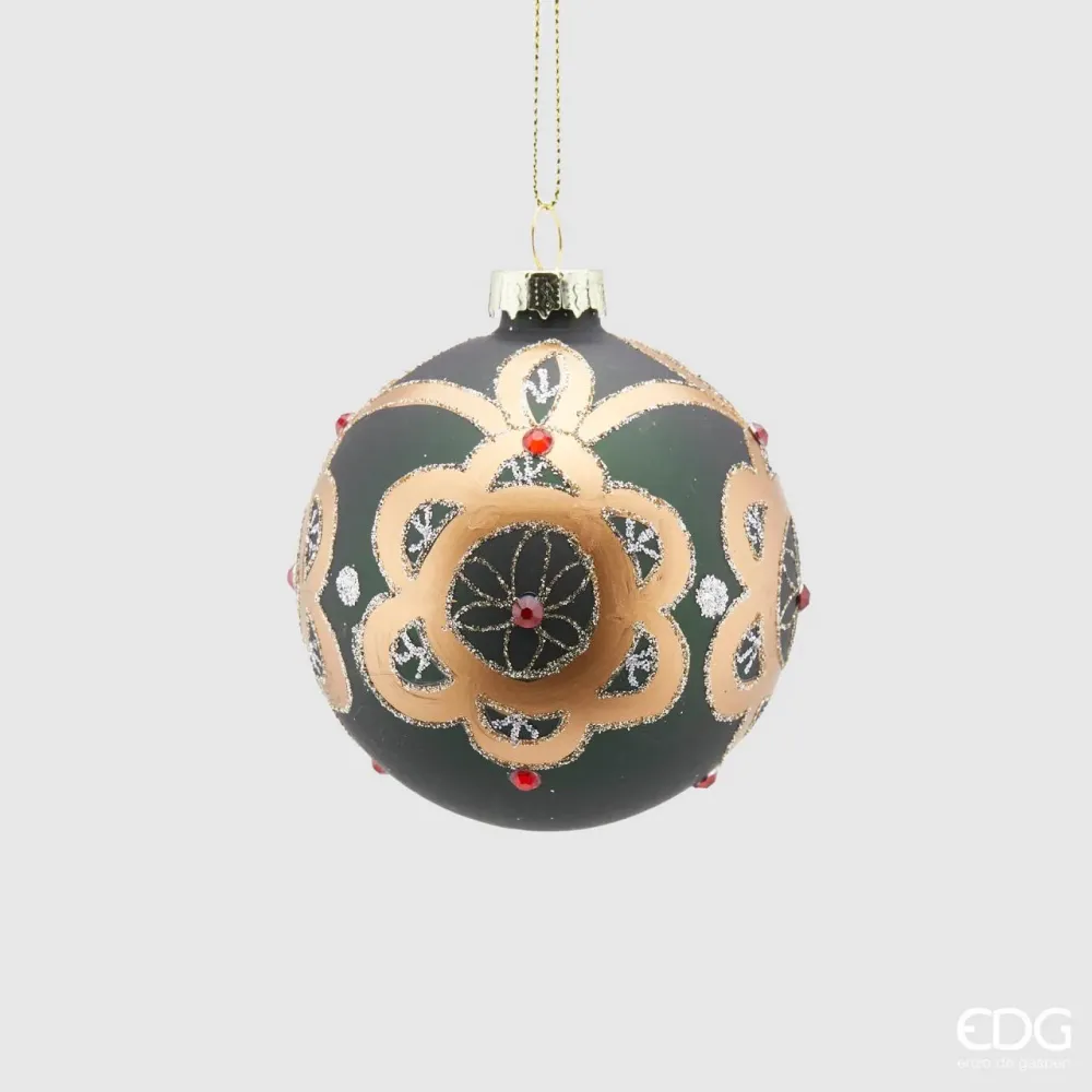 EDG Enzo De Gasperi Pallina di Natale Vetro Flor D8 cm Verde