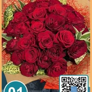 01 - Bouquet con 30 Rose Rosse da 50 cm