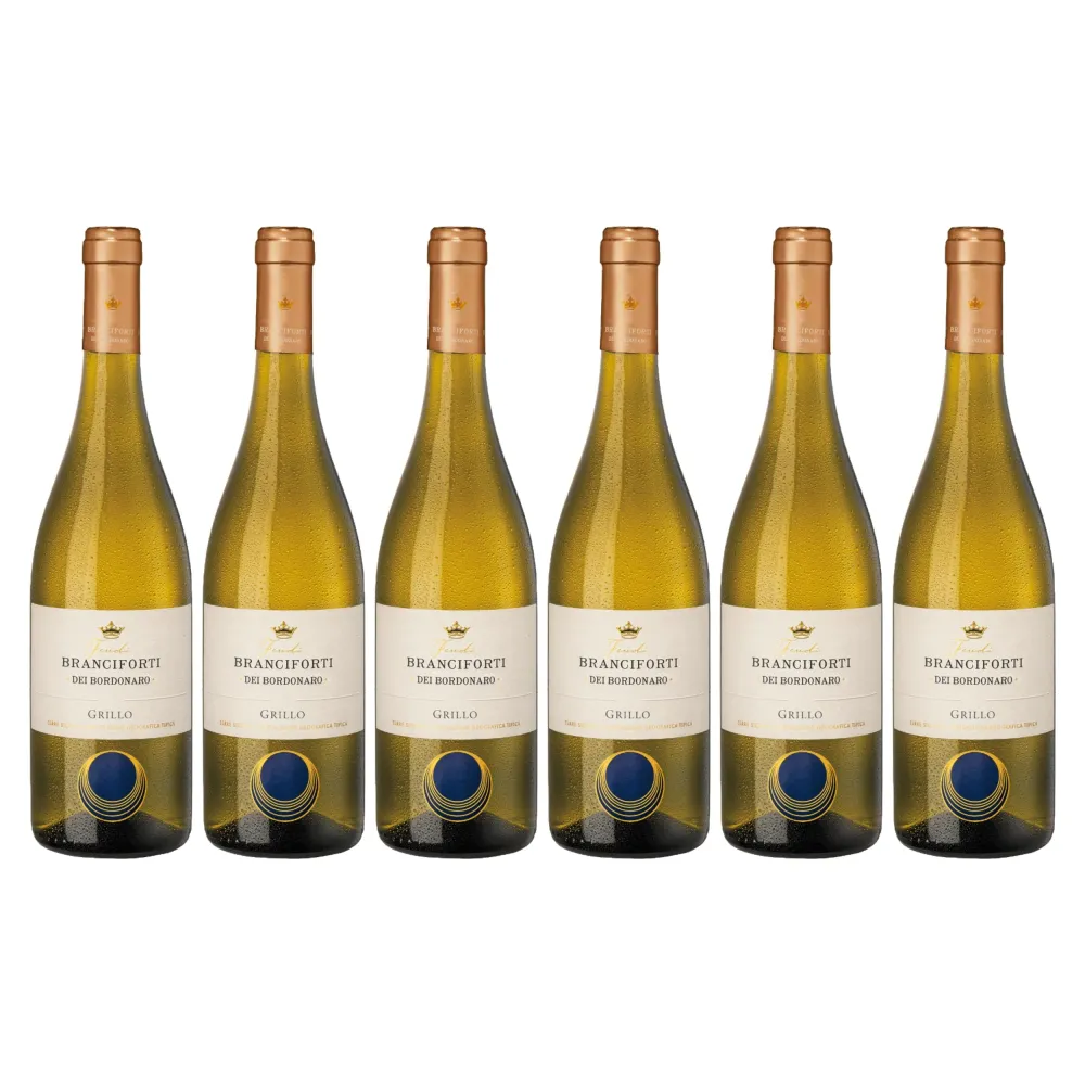Branciforti | Vino Bianco Grillo Branciforti dei Bardonaro | Sicilia DOC Annata 2023 | Confezione da 6 Bottiglie da 750ml