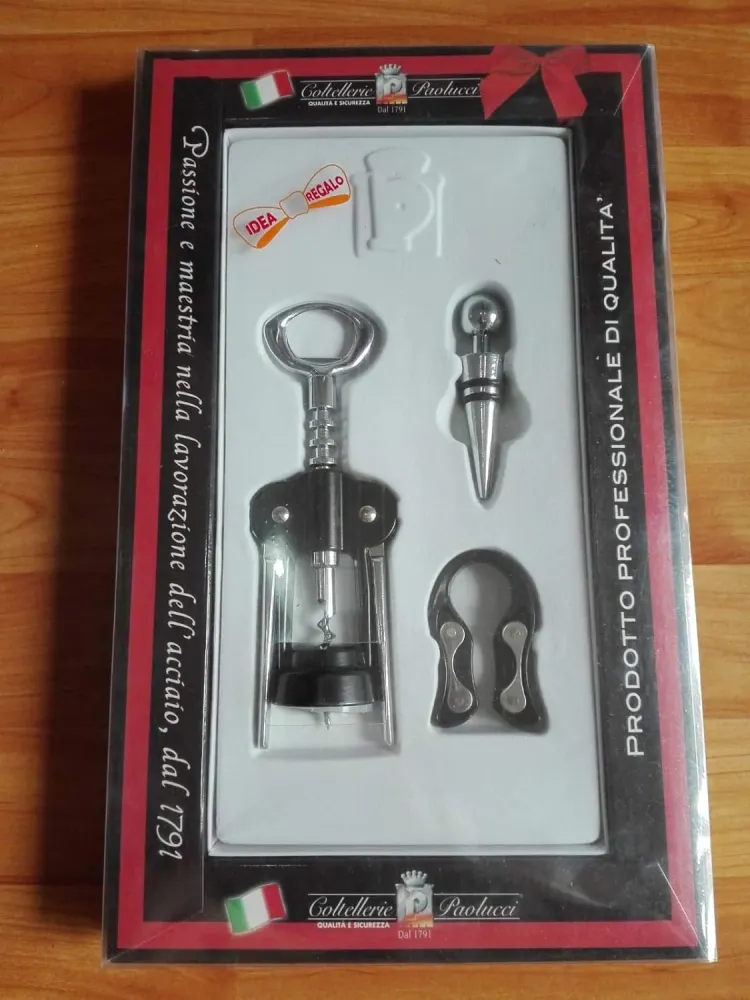 Confezione idea regalo Set scatola di velluto con apribottiglie ad alette colorate